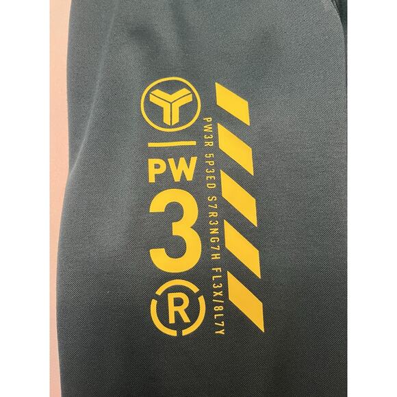 Reebok Men'sPullover Hoodie XL Teal Green Long Sleeve Power 3 Logo In Yellow - Picture 4 of 10